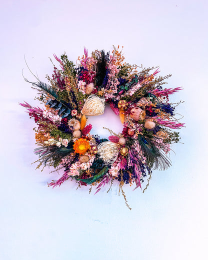 'Peacock Obsession' Pre-Made Wreath