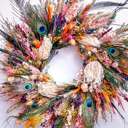 'Peacock Obsession' Pre-Made Wreath